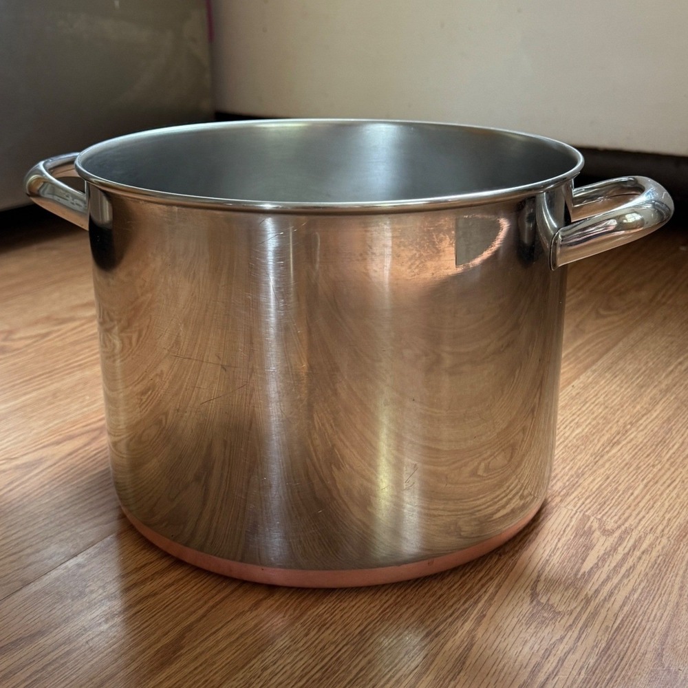 Revere Ware 10 Qt Stock Pot 1801 Copper Bottom Stainless Clinton USA No Lid